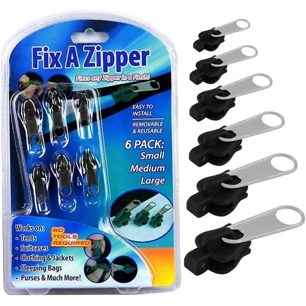 Clip-on-blixtlås, blixtlås, Zlideon-blixtlås, metallblixtlås Reparationssats för kläder, väska, jackor, tält, bagage