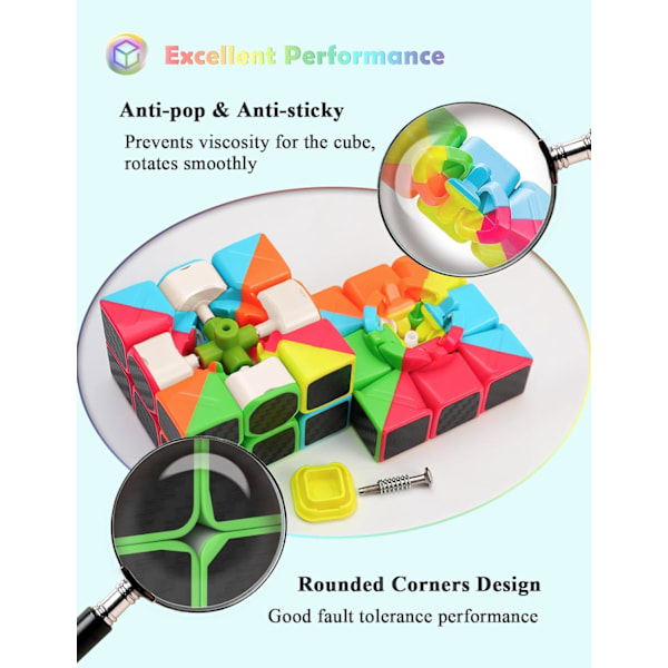 Hastighetsterning, Magisk Puslespill Terning Superholdbar Karbonfiberklistremerke med Levende Farger for Barn 3x3x3