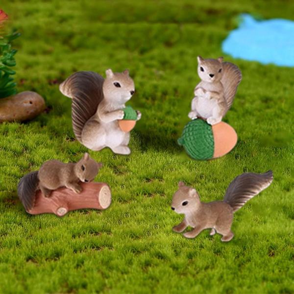Miniature Egern Havefigur Mini Egern Dyrefigurer Fehave Tilbehør Gray