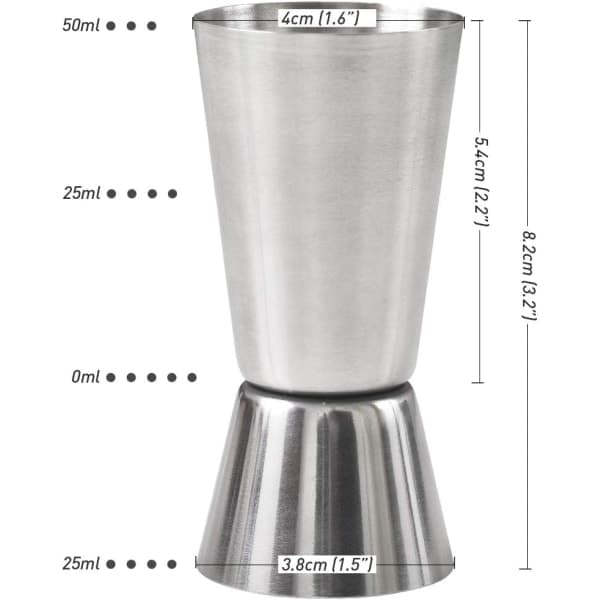 Cocktail Jigger, 0,85 og 1,7 Oz (25 og 50 ML) Rustfritt Stål Bar Jigger (Sett med 4)