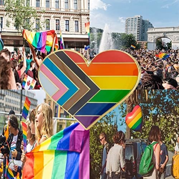 5 kpl Biseksuaalinen ylpeys sydänmuotoinen rintaneula, pinssi, lippu, rintaneula Progress Heart 5pcs