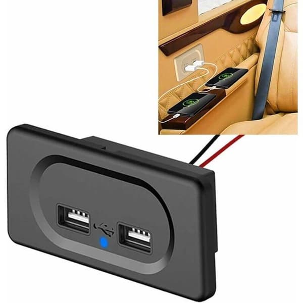 Dobbel USB-laderuttak, 12V-24V 3.1A Billaderkontrollpanel Vanntett Ladeuttak for Bil Lastebil SUV