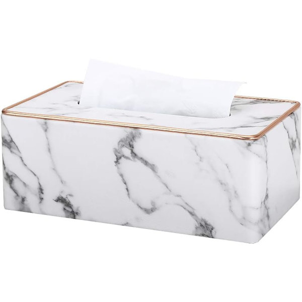 1 stk. Vævsæskebetræk  Læder Rektangulær Vævsæskeholder til Hjemmet eller Kontoret Marble