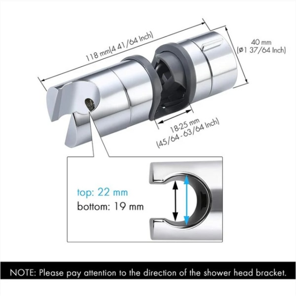 Duschhållare 18-25 mm Diameter Handduschhållare Badrumstillbehör Justerbar Duschpelare Ersättningsduschhuvudhållare Krom ABS, PB4-CH