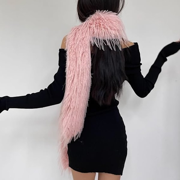 Dam Scarf Höst Vinter, Lätt Stor Varm Mysig Halsduk, Y2K Mode Kashmirhalsduk Konstgjord Päls Plysch Halsdukar för Kallt Väder Pink