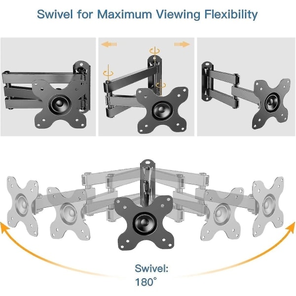 TV Vægbeslag Drejeligt Vipbart Udtrækkeligt, Fuld Bevægelse TV Vægbeslag til De Fleste 13-30 Tommer Flade & Buet TV, Holder Op Til 10 kg, Vesa 100x100mm/75x75mm