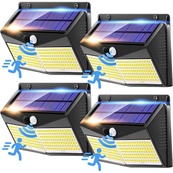 【248 LED/2000LM】4-pack solcellslampor för trädgården, superbriljanta 3-vägs solcellsdrivna LED-strålkastare för utomhusbruk.