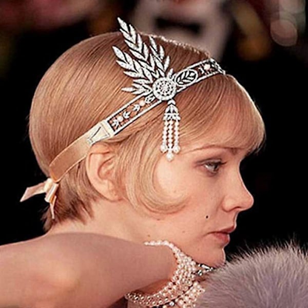 The Great Gatsby Håraccessoarer Kristall Pärltofsar Hårband Huvudsmycken Bröllop Brudhårband Diadem och Gold