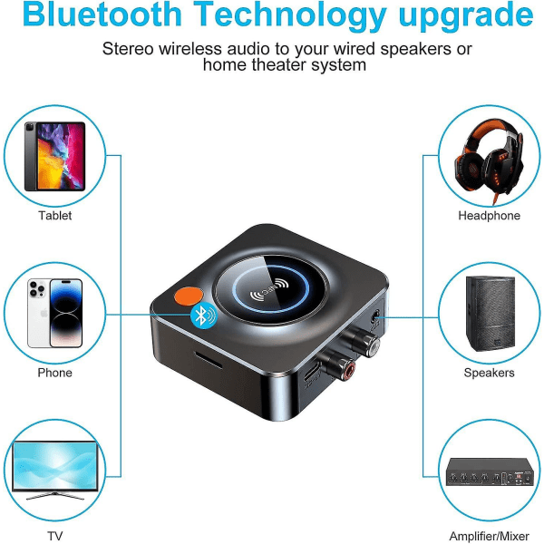 Bluetooth 5.1 mottaker Bluetooth lydadapter Lydmottaker TV lydadapter støtter NFC-tilkobling