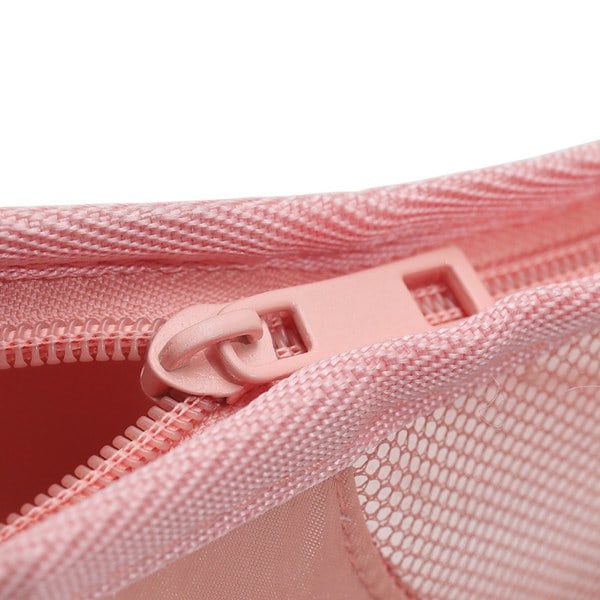 Reseväska för sminkborstar, bärbar sminkborsthållare, organiserare, vattentät, stående, praktisk mesh - fodral Pink