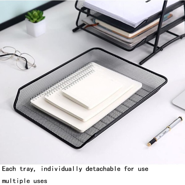 Tier Paper Tray Mesh Desk Organizer Office Desktop Document A4 File Desk Tidy Letter Filing Storage 3 Tier Black 3 Tier