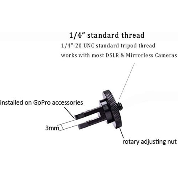 Kamera Mount Adapter 1/4\" -20 Konverteringsadapter Tripodmontering til Aluminium Metal - Monter dit Kamera til ethvert GoPro Mount Tilbehør, 2 Pak