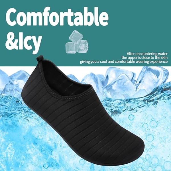 Vattenskor Strand Simma Hav Aqua Sockor för Män Kvinnor Black 44/45