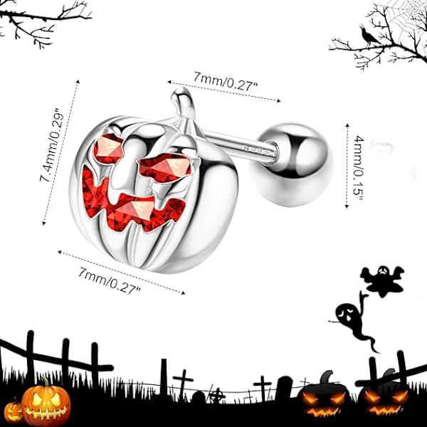 Græskar Halloween Øreringe, Søde Græskar Stil Øreringe Halloween Smykker, Cubic Zirconia Halloween Stud Øreringe