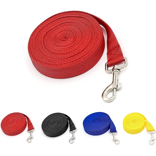 Ekstra Lang Hundetreningsline, 5m Nylonline for Store, Mellomstore og Små Hunder - Perfekt for Innkallingstrening, Lydighet, Løping, Camping Red