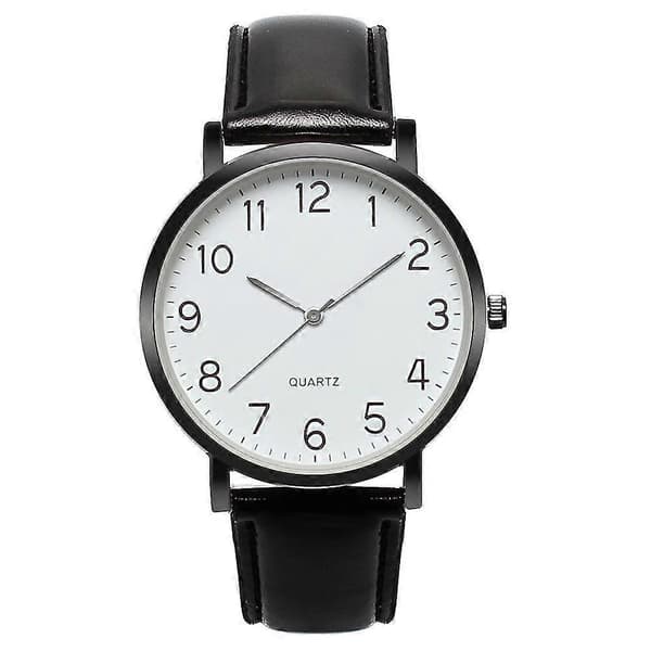 Unisex Affärsmode Läder Quartz Armbandsur Black