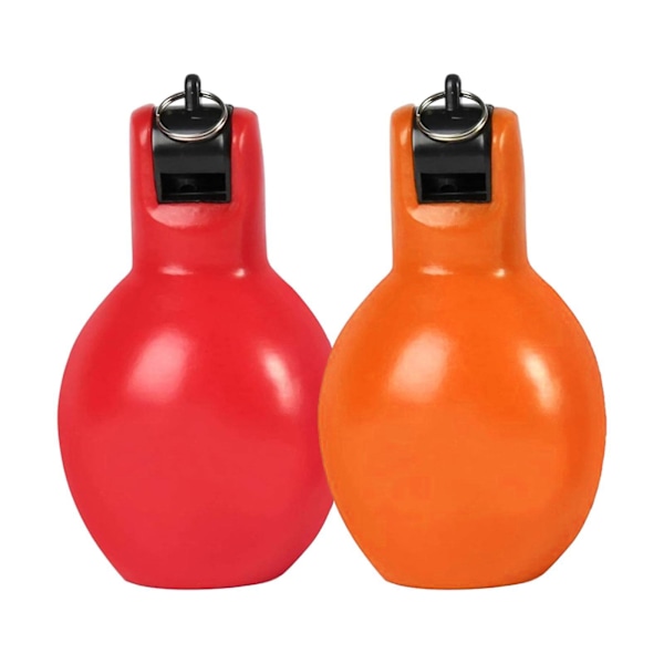 2 Stycken Handpress Visselpipor Högljudda Sportvisselpipor för Vandring Inomhus Utomhus gul och röd orange and red 12cmx6.5cm