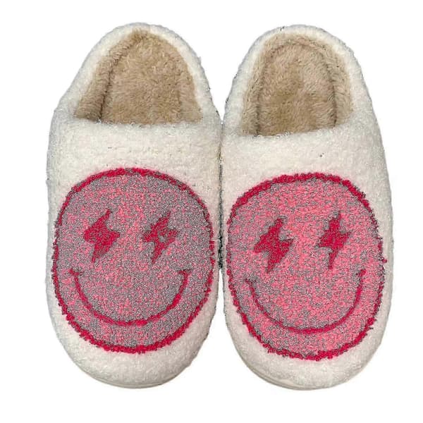 Smiley ansigt lyseblå/pink søde varme indendørs hjemmesko vinter sko til kvinder og mænd Pink lightning 41-42