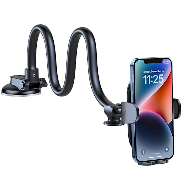 Universell biltelefonholder 360 graders vindusfeste med sugekopp, supersterk sugekoppholder, multifunksjonell sterk sugekopp telefonklips for dashbord og vindu Short black