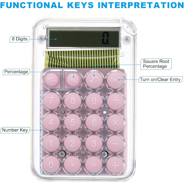 Pöytälaskin, Pieni 8-numeroinen LCD-näyttö Mini Tasku Kannettava Pöytälaskin Vakiotoiminto Koti- ja Toimistokäyttöön Pink