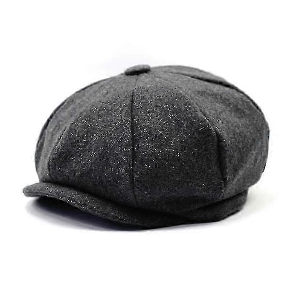 Herre Flat Hat Newsboy Cap Tweed Cabbie Peaky Blinders Baker Boy Hat Deep Grey