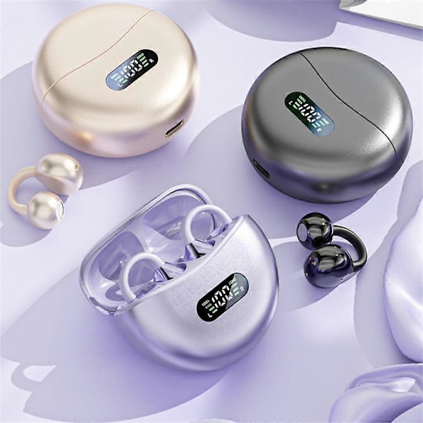 Trådløse beinlednings HIFI Bluetooth 5.4 ørepropper med klips og mikrofon skin color