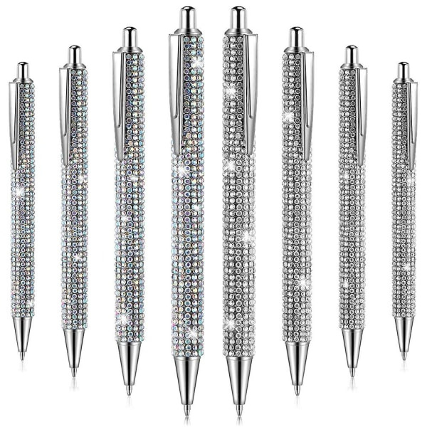 8 stk. Søde Pen Bling Diamant Jule Rhinestones Gave Metal Kuglepen Fancy Glitrende Krystal B