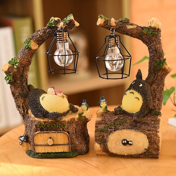 Tegneserie Totoro Design LED Nattlampe Harpiks Hjemme Display Modell Form Dekor A