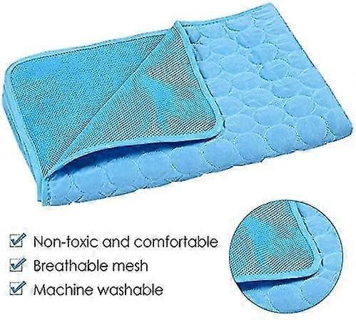 Kjølematte for hund, kjølematte for søvn, vaskbar kennel sofa seng kjøle teppe Blue S