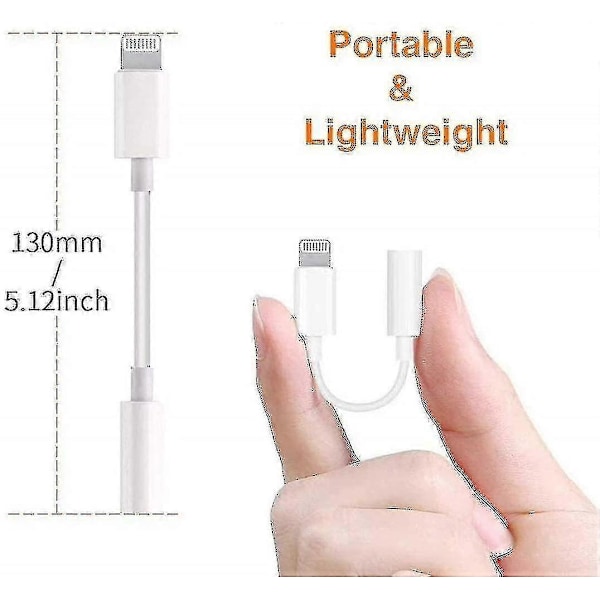 2 kpl - Apple Lightning - 3,5 mm kuulokeliitäntäadapteri, Aux-äänikuulokkeet/kuulokeliitäntä, stereokaapeli iPhone 7/7 Plus/8/8 Plus/X/XS -puhelimille