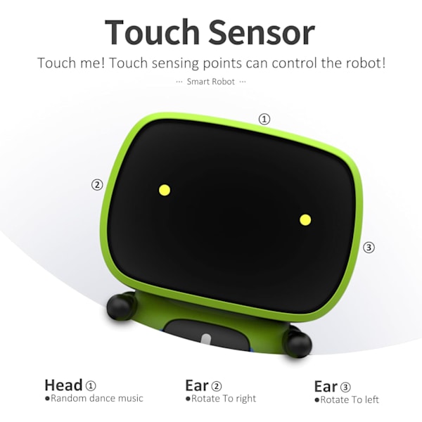 Interaktive Smarte Robot Legetøj, Børn Piger & Drenge Robot Legetøj 3 År Gamle Op, Stemmestyring & Berøringsfølelse, Dans Green English
