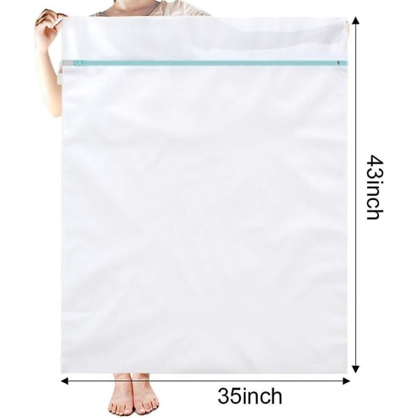 Stor vaskenett Vaskepose XXL 90x110cm 2-pakning Vaskeposer Gjenbrukbare vaskeposer med glidelås Stor for vaskeposer Vaskepose Vaskemaskin