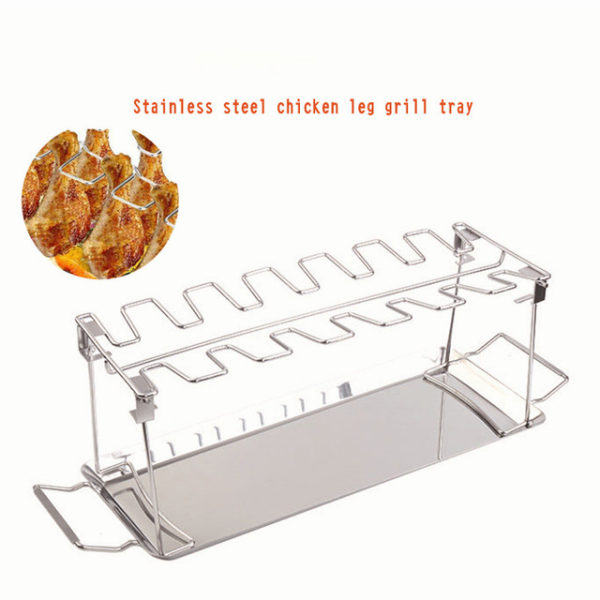 Folding Roast Chicken Leg Rack Barbecue Rack with Plate