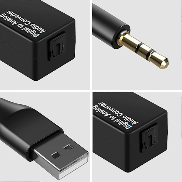 192 kHz Digital-till-analog-ljudomvandlare, DAC Digital Optisk Toslink till Analog 3,5 mm Jack Ljudkabeladapter