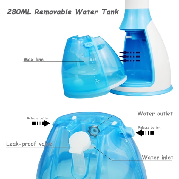 Vertikal dampstrygejern 280 ml, 1500 W dampstrygejern, manuel/automatisk justerbar bærbar dampstrygejern.