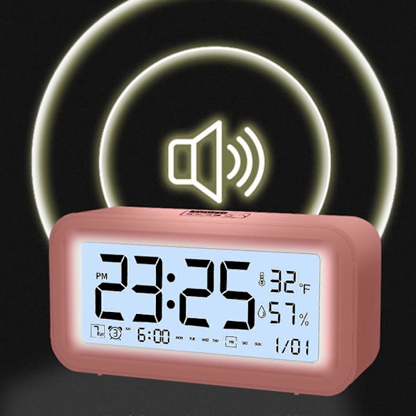 Digital Elektronisk Klocka LED-Display Elektronisk Klocka Stereo Digital Display Snooze Väckarklocka 12/24H Byt Nedräkningstid NUO0430 Pink