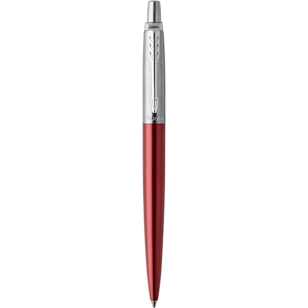 Kulspetspenna | med kromdetaljer | Medium spets svart bläck Royal Red
