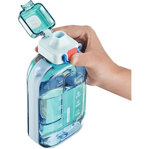 Sport Vattenflaska 750ml, Läckagesäker Drickflaska, Gym Vattenflaska, Vattenflaska med Hälsosamt Material för Resor Picknick Camping Vandring Blue