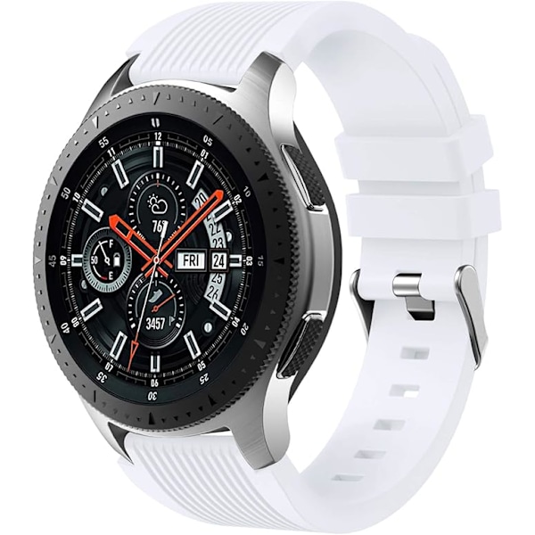 Rem för Samsung Galaxy Watch 46mm Mjukt Silikon Sport Armband Ersättning 22mm för Män Kvinnor White