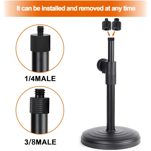 Kamera Avatar Skrue Adapter 2 STK Tråd 3/8 til 1/4 Han Adapter og 1/4 Han til 3/8 Hun Adapter Sæt til Mikrofonstativ Kamera Montering Skærm