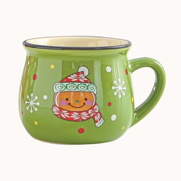 Keramisk Julekrus, Keramisk Julekrus til Drikkevarer 150ml Festligt Design til Varme Drikke, Te, Kaffe, Varm Chokolade, Grøn Bjørneunge Stil