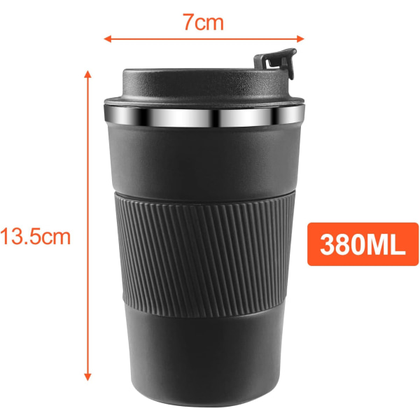 Coffee Mug 380mL Pink, Coffee Thermos to Go 304 Stainless Steel Reusable Non-Drip Thermal Coffee Cup for Car