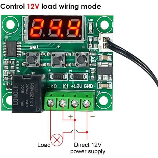 4 digitale termostatmoduler med temperaturkontrolkontakt, 12V DC -50-110°C
