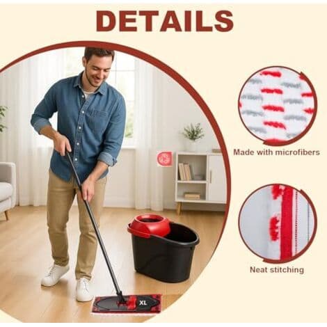 5-delad mopprefill för Vileda Ultramax XL, mikrofiberrefillmopp, moppset, för golvrengöring, absorberar lätt smuts