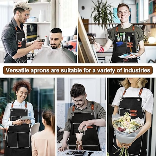 Lerreklede i Canvas for Menn med Lommer, Justerbar Stropp og Store Lommer, Kjøkken Matlaging Baking Kokk Lerreklede