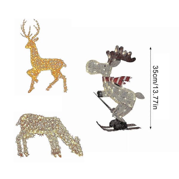 Utendørs Julefigur LED Ski Gårdshus Hagedekorasjon Ornament 35cm A