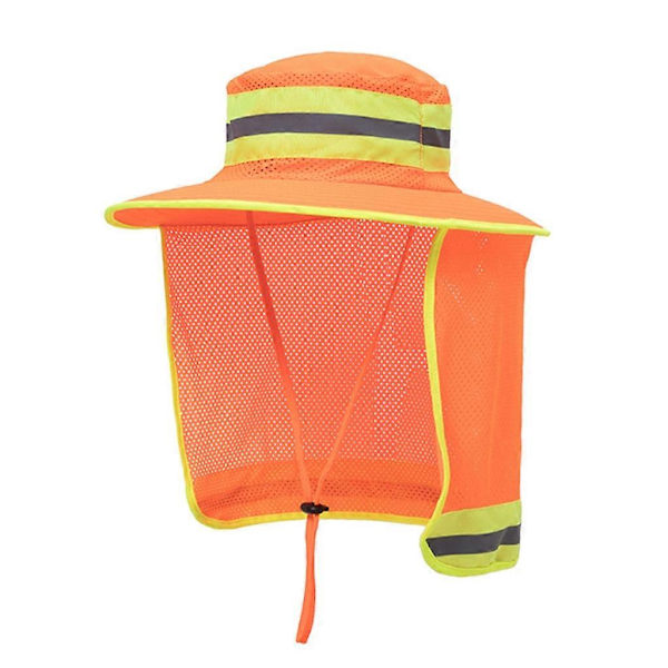 Rangerhatt med hög synlighet, hinkhatt med nackklaff, reflekterande säkerhetshatt Orange