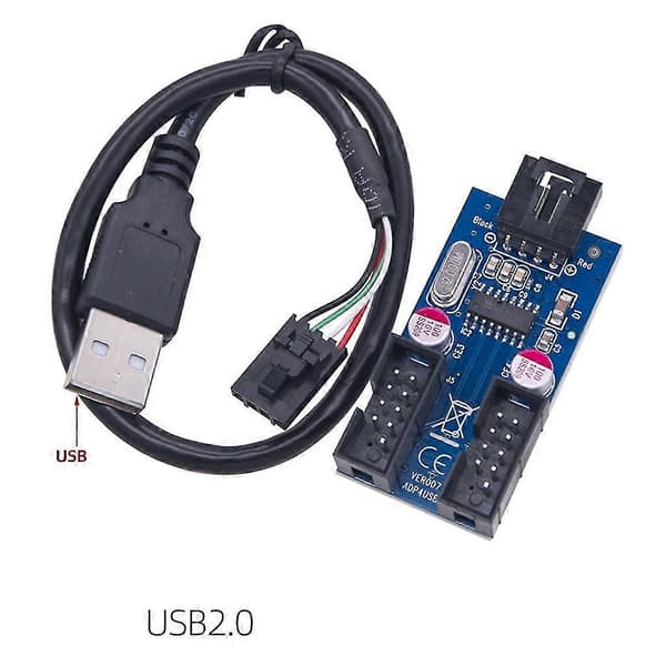 USB 2.0 Han til 2 Han USB 9-pin Intern Kabel 9-pin Stik Adapter Port USB2.0