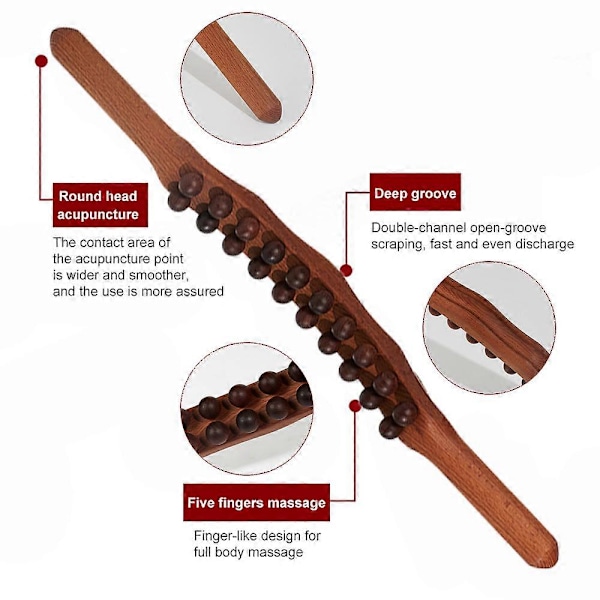 Träterapi Lymfdränage Massage Roller Stick Verktyg Fascia Blaster Mage Cellulit Massager för Nacke Rygg Midja Arm Ben 8 Beads Carbonized