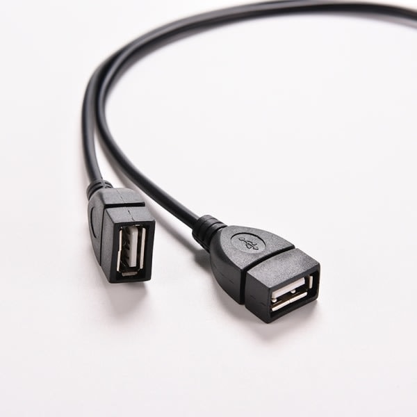 USB 2.0 A hann til 2 doble USB hunnkontakter Y-splitter hub strøm C svart 1. svart 1 stk